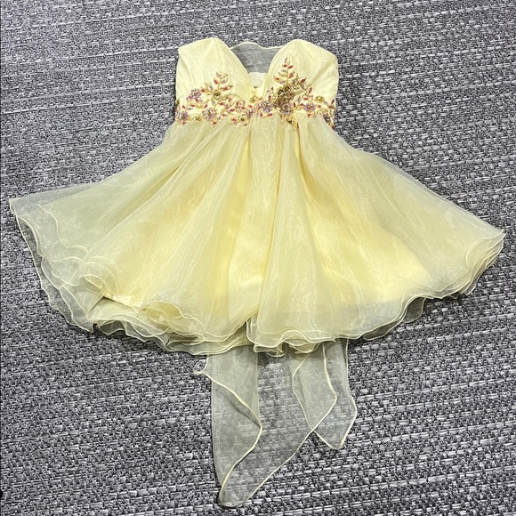 Yellow Strapless Mini Formal Dress - Picture 1 of 14